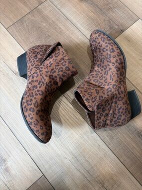 Maurice’s Leopard Print Ankle Boots - Brown